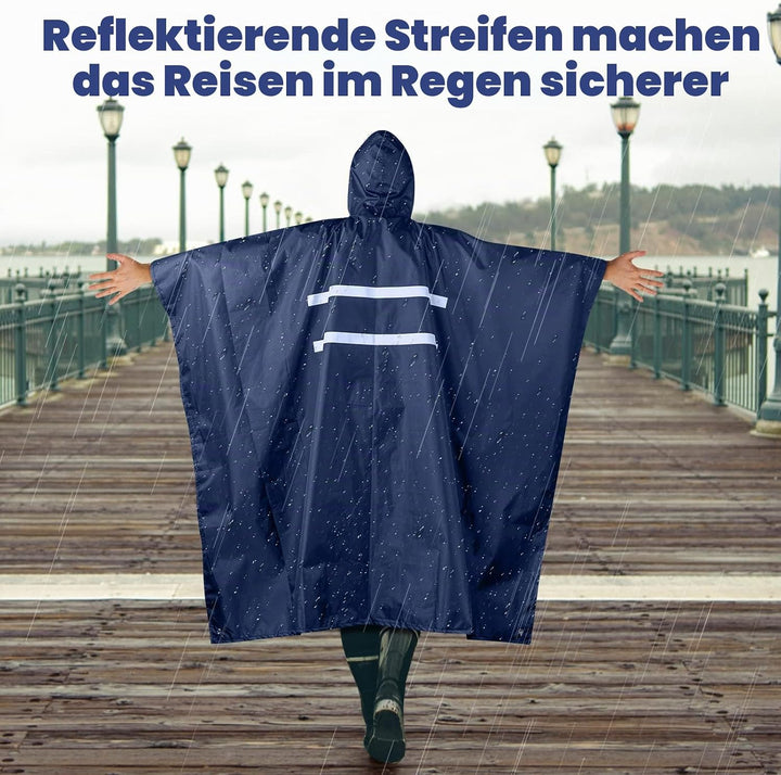 flintronic Regenponcho Herren, Wasserdichter Regenponcho, Leichter regenschutz Regencape, 3 in 1 wie