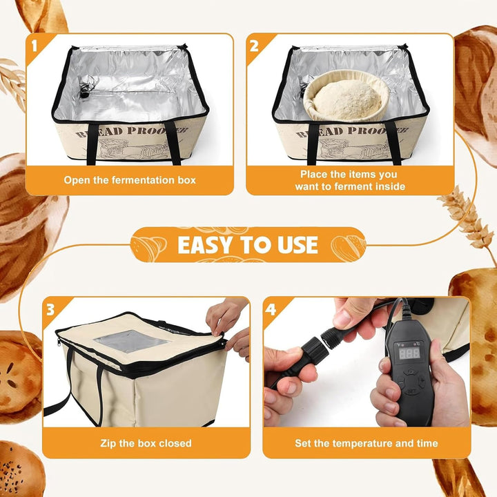 Brot Gärbox Sauerteig, 30L Faltbare Teiggärbox Einstellbare Temperatur und Timer, Heizung Bread Gärs