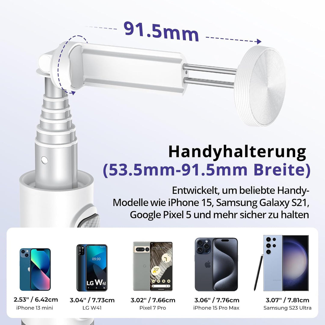 ATUMTEK 172CM Selfie-Stick Stativ Ausziehbares All-in-One-Handystativ aus Aluminium mit Bluetooth Fe
