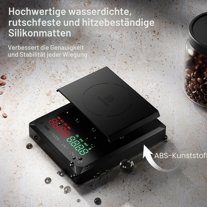 GRAM PRES Mini-Kaffeewaage mit Timer, wiederaufladbare Espressowaage 2kg/0,1g, für Espresso und Pour