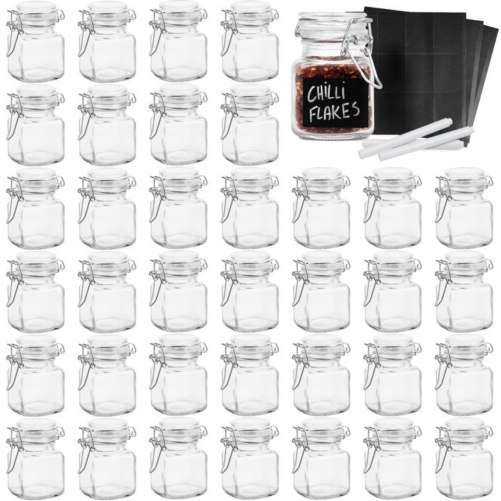 Oak & Steel - Luftdichte Einmachgläser, Gewürzgläser mit Gummidichtung & Bügelverschluss (100ml) - m
