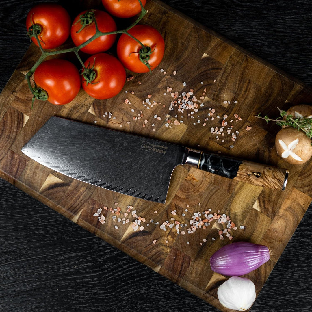 Tsume Profi Set Onyx, Messerset mit 7 Premium Küchenmessern, Echte Damast Küchenmesser, 67 Schichten