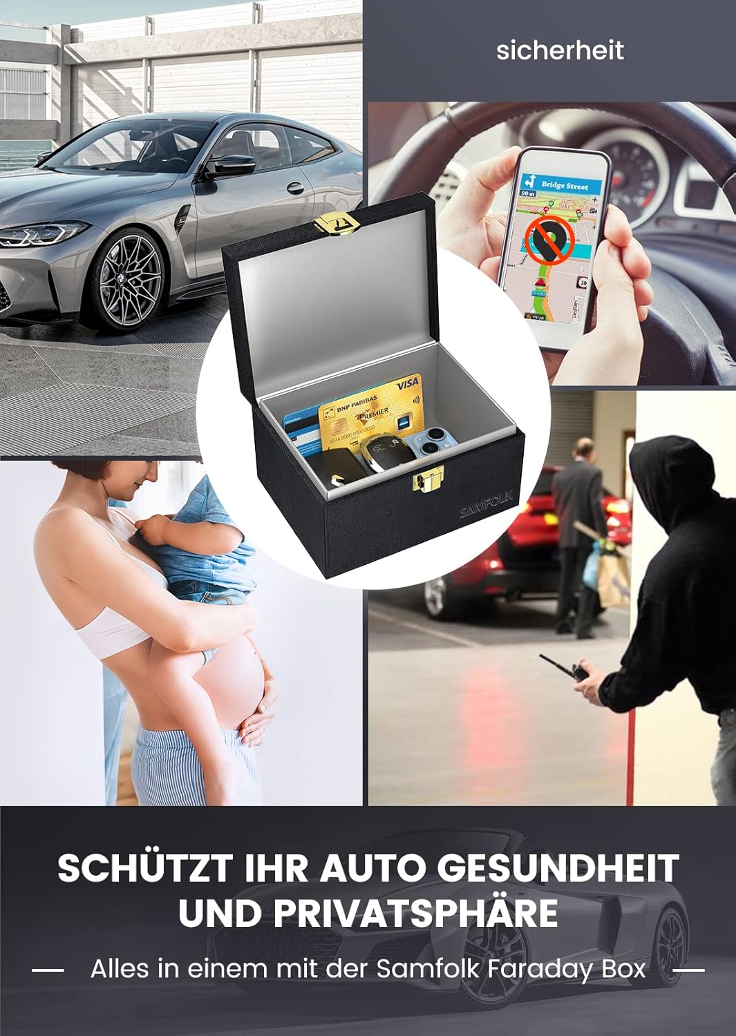Samfolk Keyless Go Schutz Autoschlüssel Box, Faraday Box und Bags 2 Stück, Keyless Go Schutz Autosch
