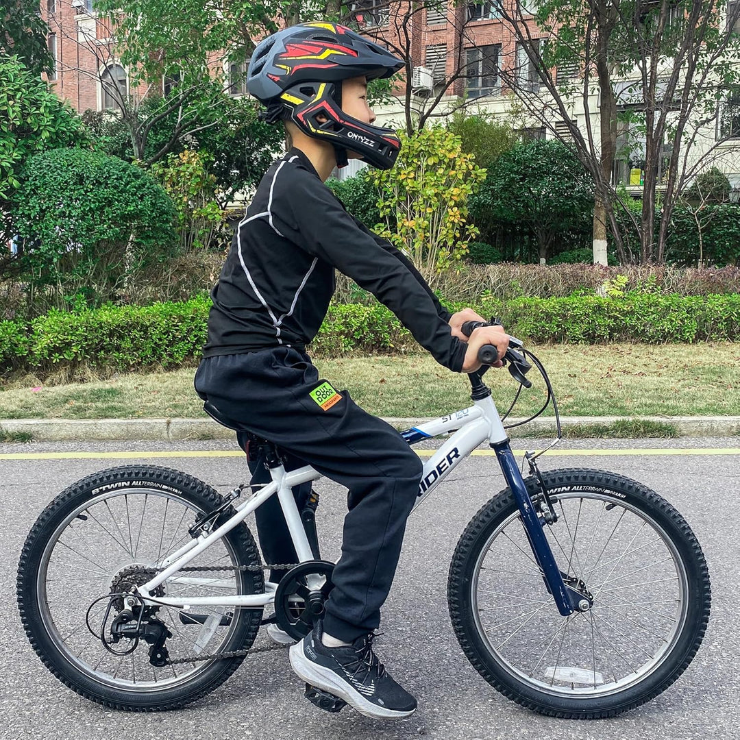 Kinder Fahrradhelm Leicht Integralhelm Kinder mit Abnehmbaren Kinnschutz Abnehmbarer Visier Kinder D