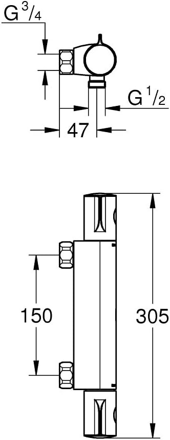 GROHE Grohtherm 800 - Thermostat Brausebetterie (eingebaute Rückflussverhindere, integrierte Mischwa