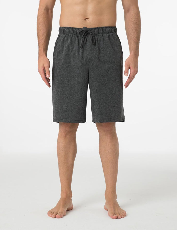 LAPASA Herren Pyjama Shorts mit Taschen, 2er Pack Pyjamahose Schlafshorts Baumwolle Kurze Schlafanzu