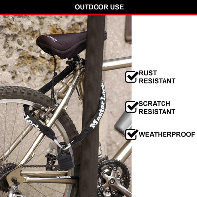 MASTER LOCK Fahrradschloss Stahlkettenglied mit Vorhängeschloss [mit Schlüssel] [90 cm Kette] 8390EU