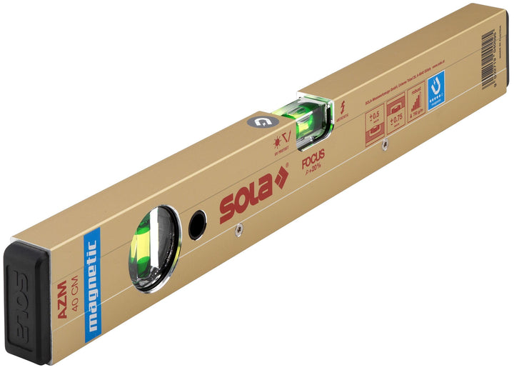 SOLA Aluminium Magnetwasserwaage AZM 40cm mit 2 Libellen, 400 mm, 400 mm