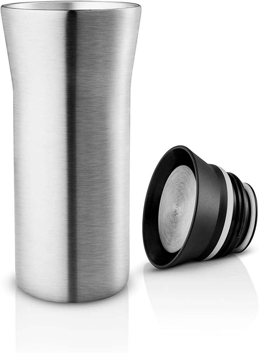 EVA SOLO | City to Go Cup 0,35l Steel/Black | Praktischer doppelwandiger Thermobecher, der Sich einf