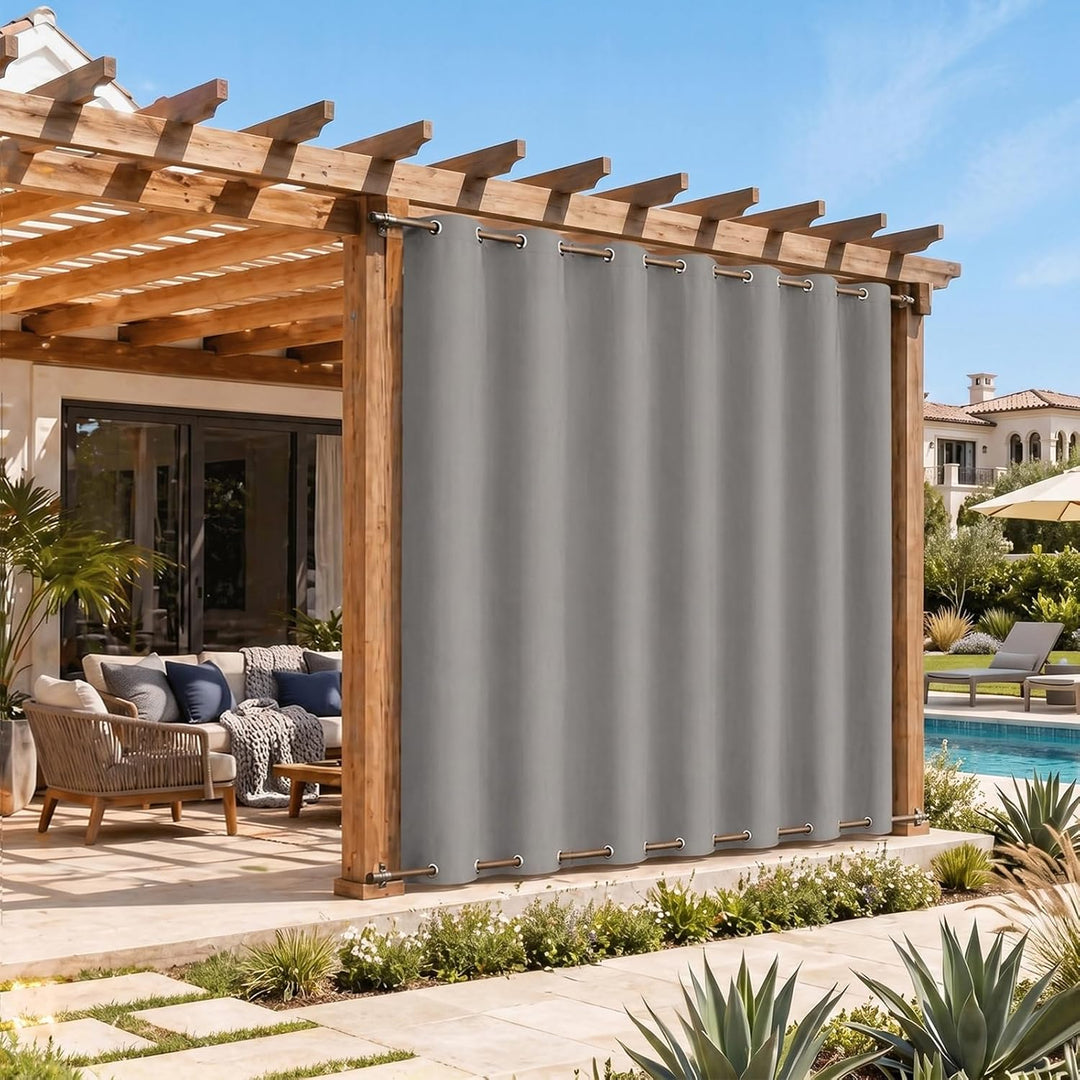 Rosnek Outdoor Vorhang Wetterfest mit Obere Ösen,2 Stück Gewichtet Outdoorvorhänge 213x254cm Outdoor