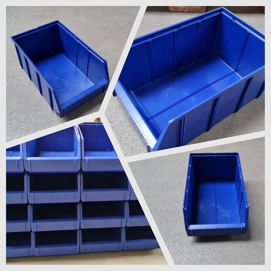 Rodopi 16er Set Stapelboxen, Grösse L | Sichtlagerkästen 335x209x152mm | Robuste Lagerboxen für Werk