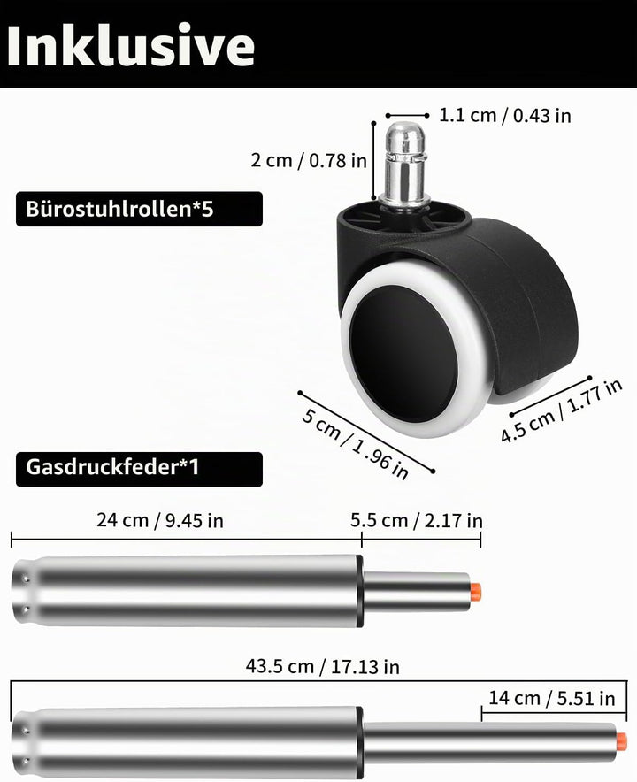 Gasdruckfeder Bürostuhl, Ersatz Gasdruckdämpfer Zylinder (Silver 160)