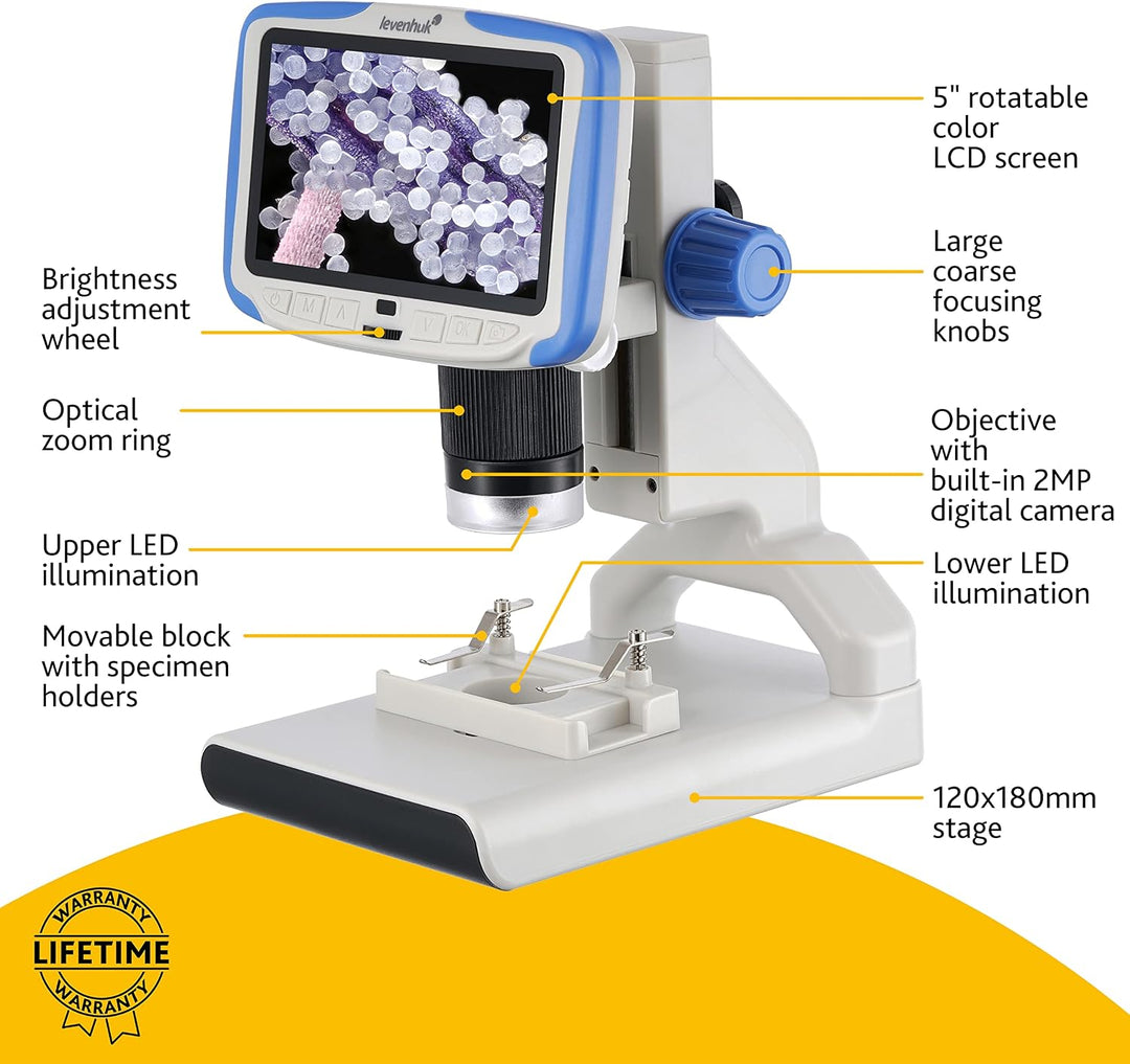 Levenhuk Rainbow DM500 LCD STEM Digitales Mikroskop für Kinder 7-200x Zoom
