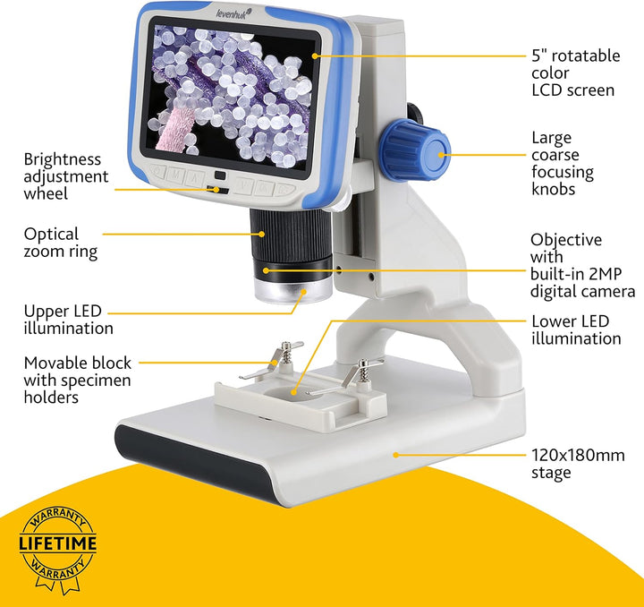 Levenhuk Rainbow DM500 LCD STEM Digitales Mikroskop für Kinder 7-200x Zoom