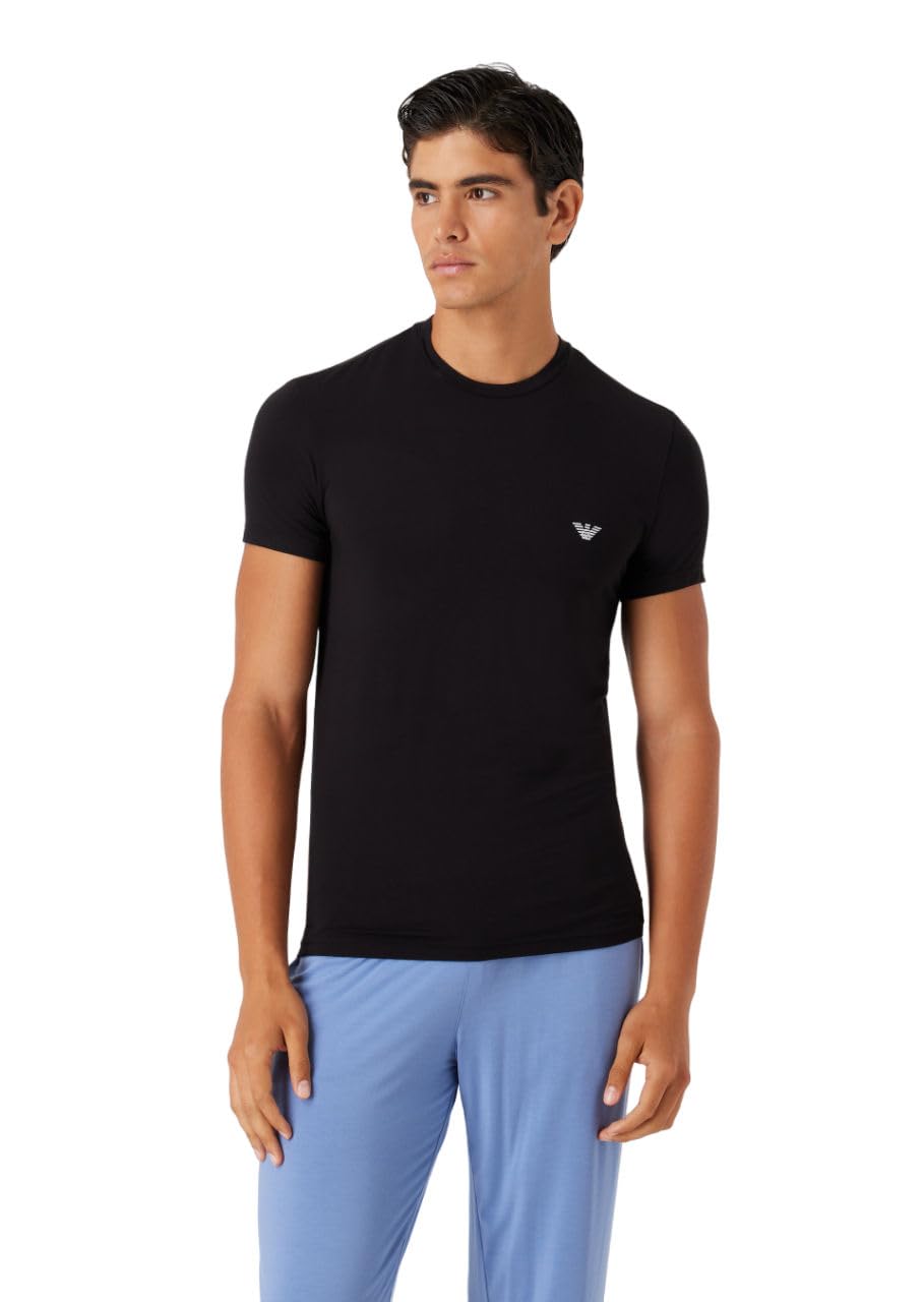 Emporio Armani Herren Men's Crew Neck Soft Modal T-Shirt L Schwarz, L Schwarz