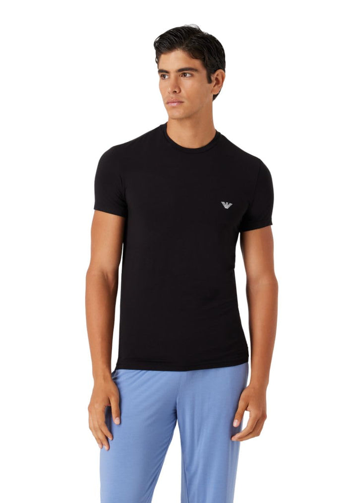 Emporio Armani Herren Men's Crew Neck Soft Modal T-Shirt L Schwarz, L Schwarz