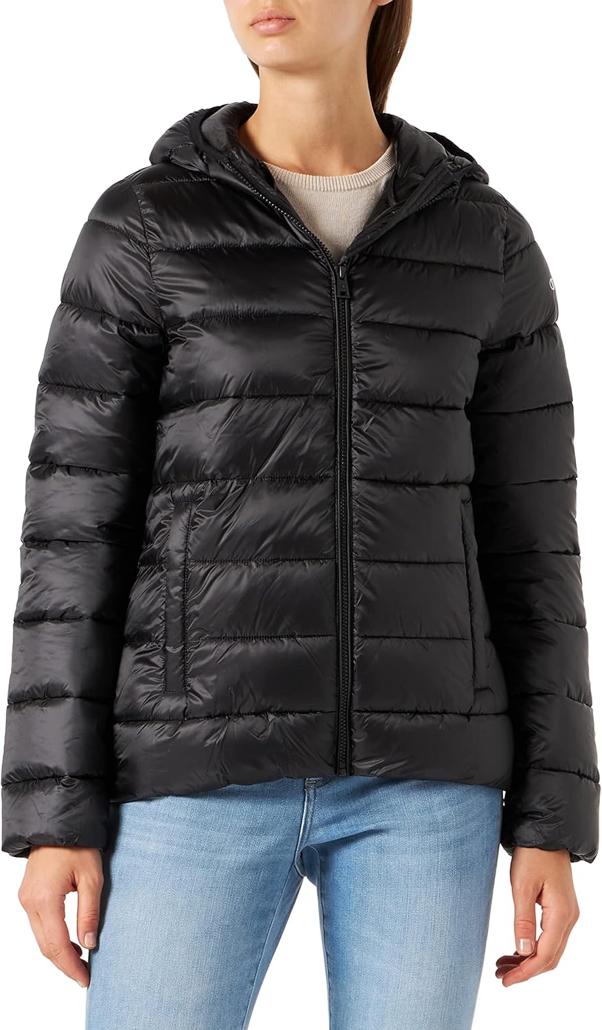 Champion Damen Outdoor Small Script Logo Arm Jacke L Schwarz, L Schwarz