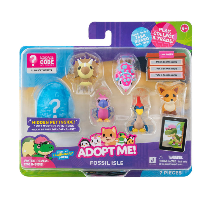 Adopt Me! AME0063-6er Figuren Pack - Fossil Insel, offizielles Figurenset mit Spielcode