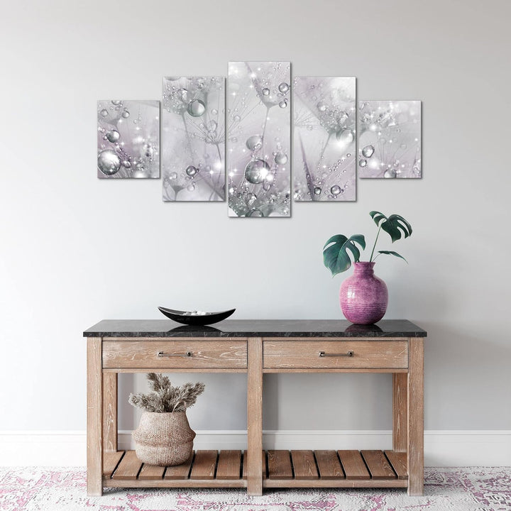 Runa Art Wandbilder Blumen Pusteblume 5 Teilig Bild auf Vlies Leinwand Deko Wohnzimmer Blumenwiese G