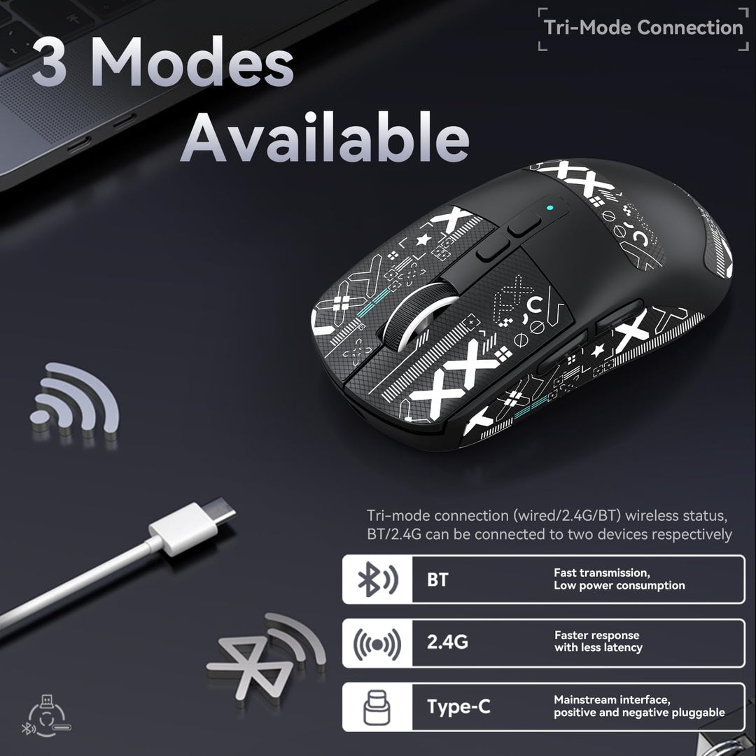 ATTACK SHARK X6 49g SUPERLIGHT Maus mit magnetischer Ladestation, PixArt PAW3395 Gaming-Sensor, BT/2