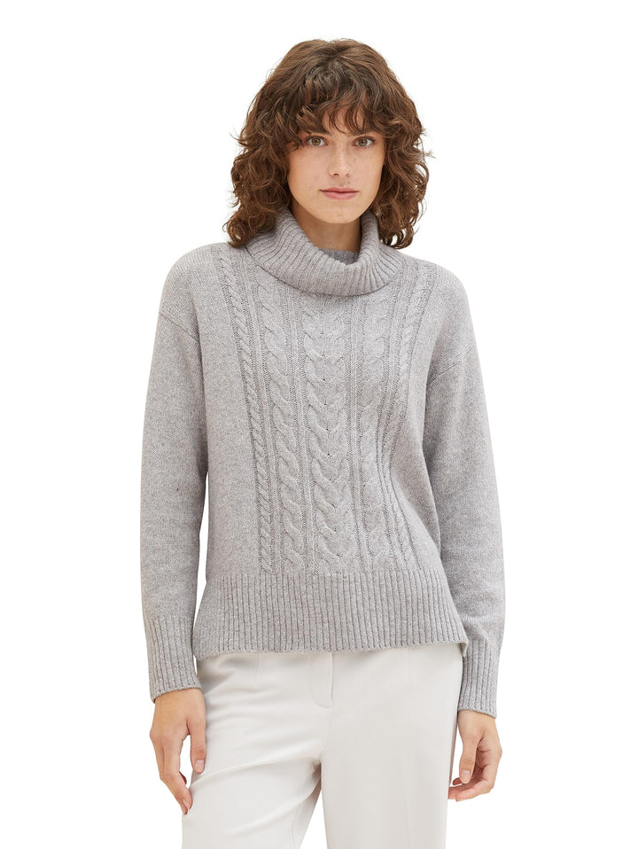 TOM TAILOR Damen 1041157 Pullover (1er Pack) 3XL 21373 - Medium Silver Grey Melange, 3XL 21373 - Med