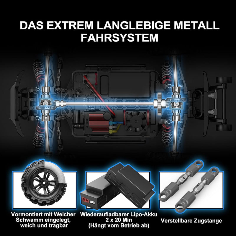 HYPER GO H16BM 1/16 4X4 RTR Bürstenlose Fernbedienungs Auto, Schnelle RC Autos für Erwachsene, Max.