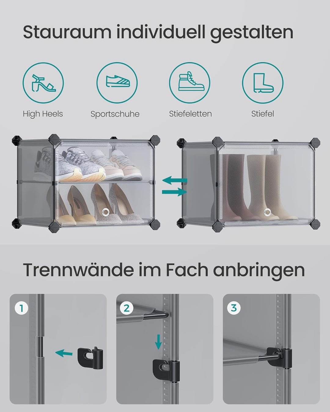 SONGMICS Schuhregal, Schuhschrank, für Garderobe und Eingangsbereich, anpassbar, 6 Fächer, für bis z