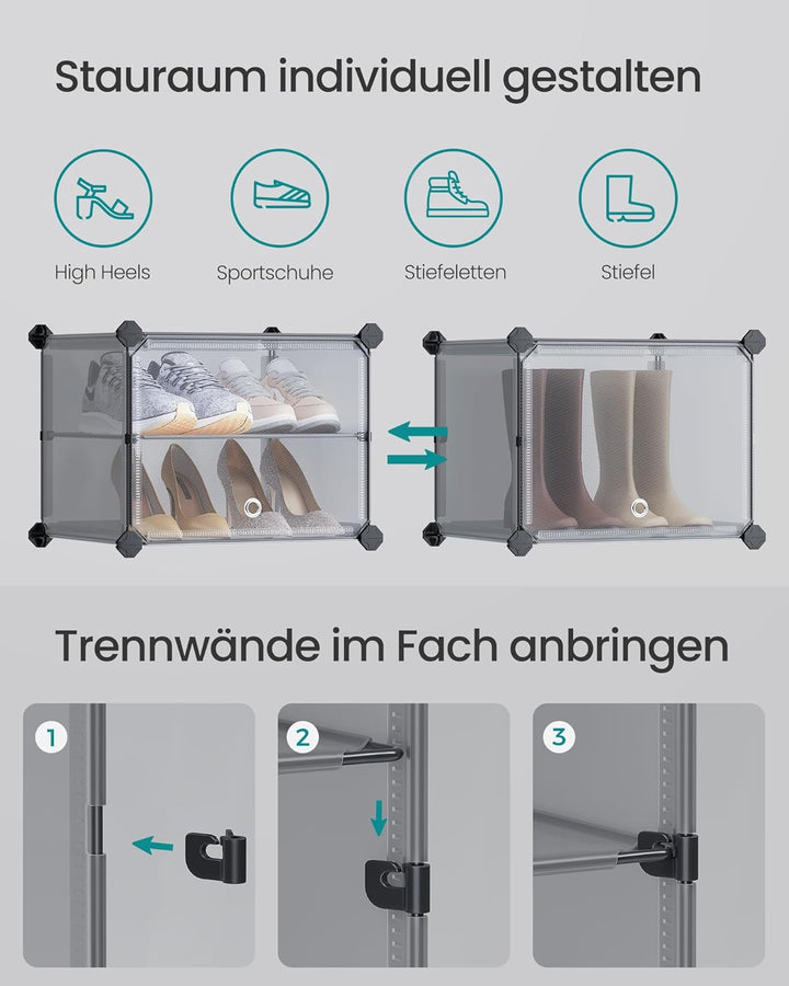SONGMICS Schuhregal, Schuhschrank, für Garderobe und Eingangsbereich, anpassbar, 6 Fächer, für bis z