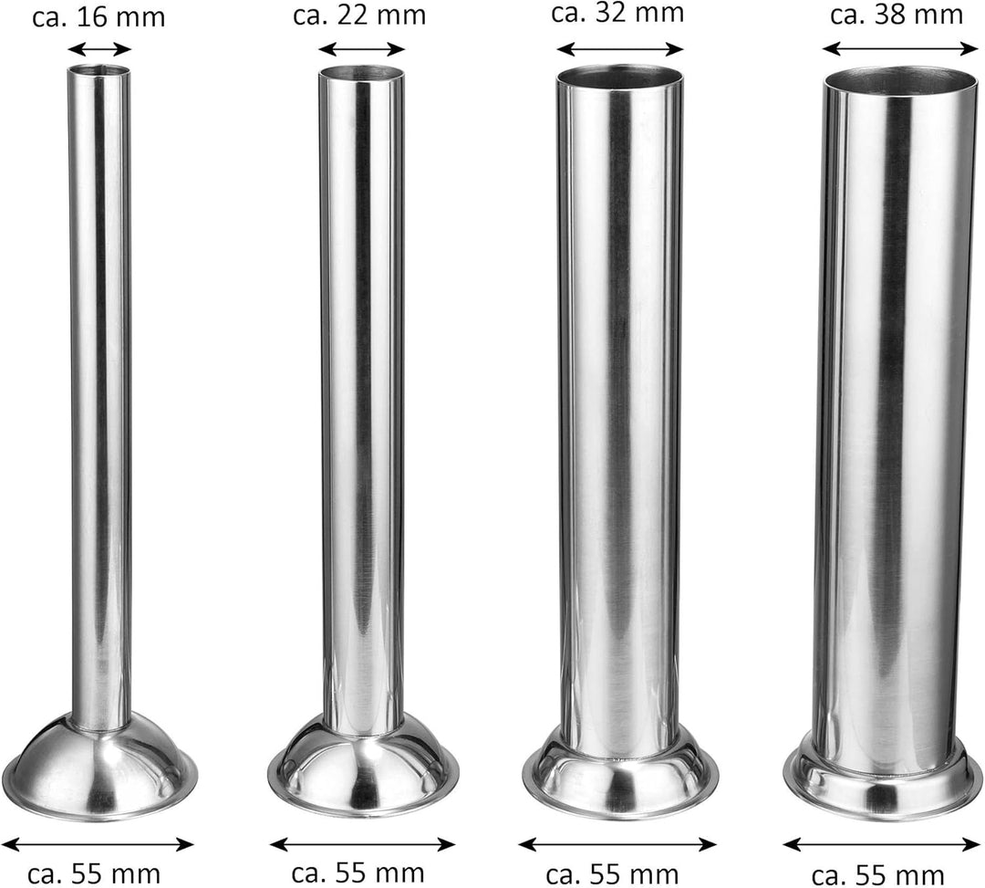 Zelsius Profi Wurstfüllmaschine aus Edelstahl (5 Liter, Schwarz) + vier verschiedene Füllrohre, Wurs