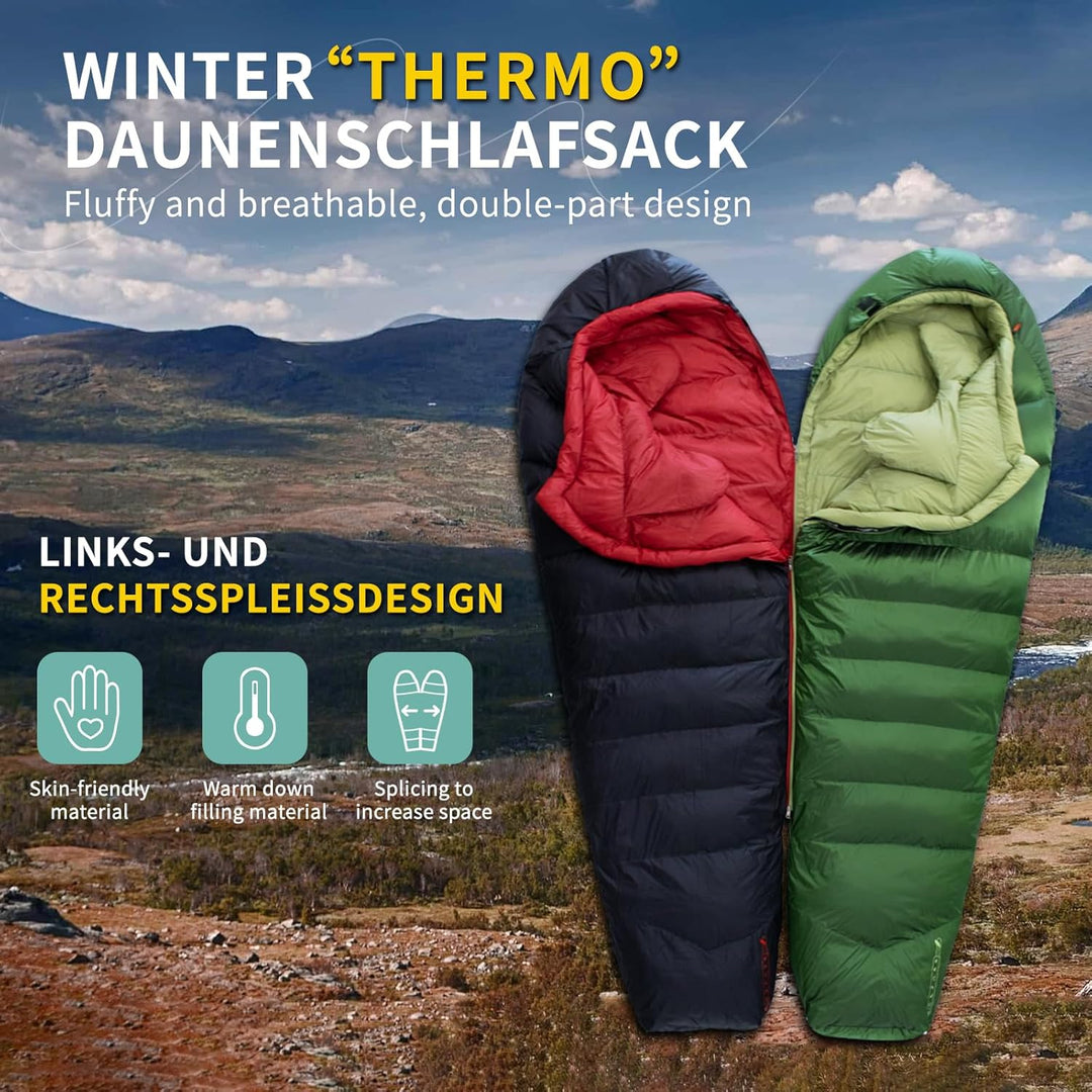 Daunenschlafsack Ultraleicht mit kleinem Packmass(620FP/RDS)-Sommerschlafsack für Camping,Trekking,B