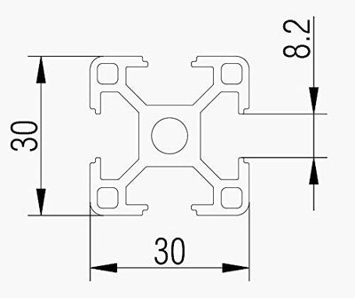 Strebenprofil Alu-Profil Nut 8 30x30 Zuschnitt 1300 mm 1 Stück, 1300 mm 1 Stück