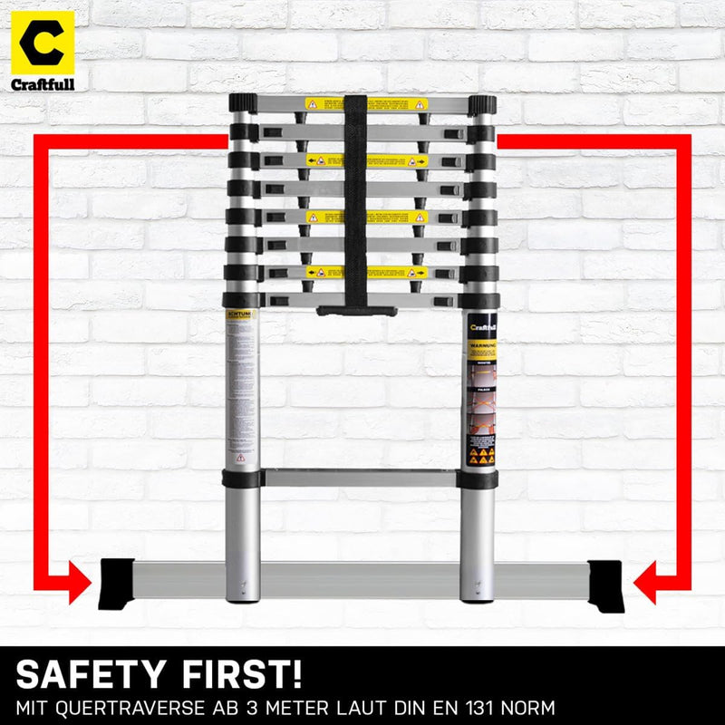 𝐂𝐑𝐀𝐅𝐓𝐅𝐔𝐋𝐋 Aluminium Teleskopleiter CF-101A | 𝟑 𝐉𝐀𝐇𝐑𝐄 𝐆𝐀𝐑𝐀𝐍𝐓𝐈𝐄 - Ausziehleiter - Tragetasche - Alu Le
