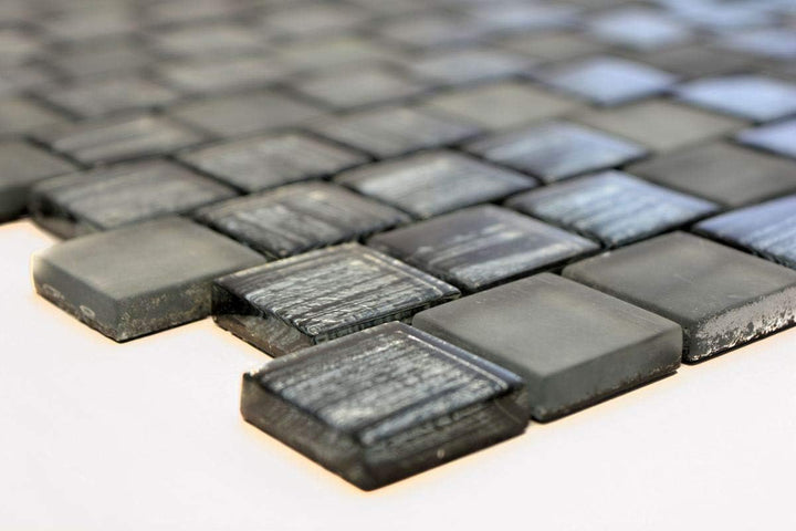 Mosaik Fliese Glasmosaik Crystal Milchglas grau klar gefrostet matt für WAND BAD DUSCHE KÜCHE FLIESE