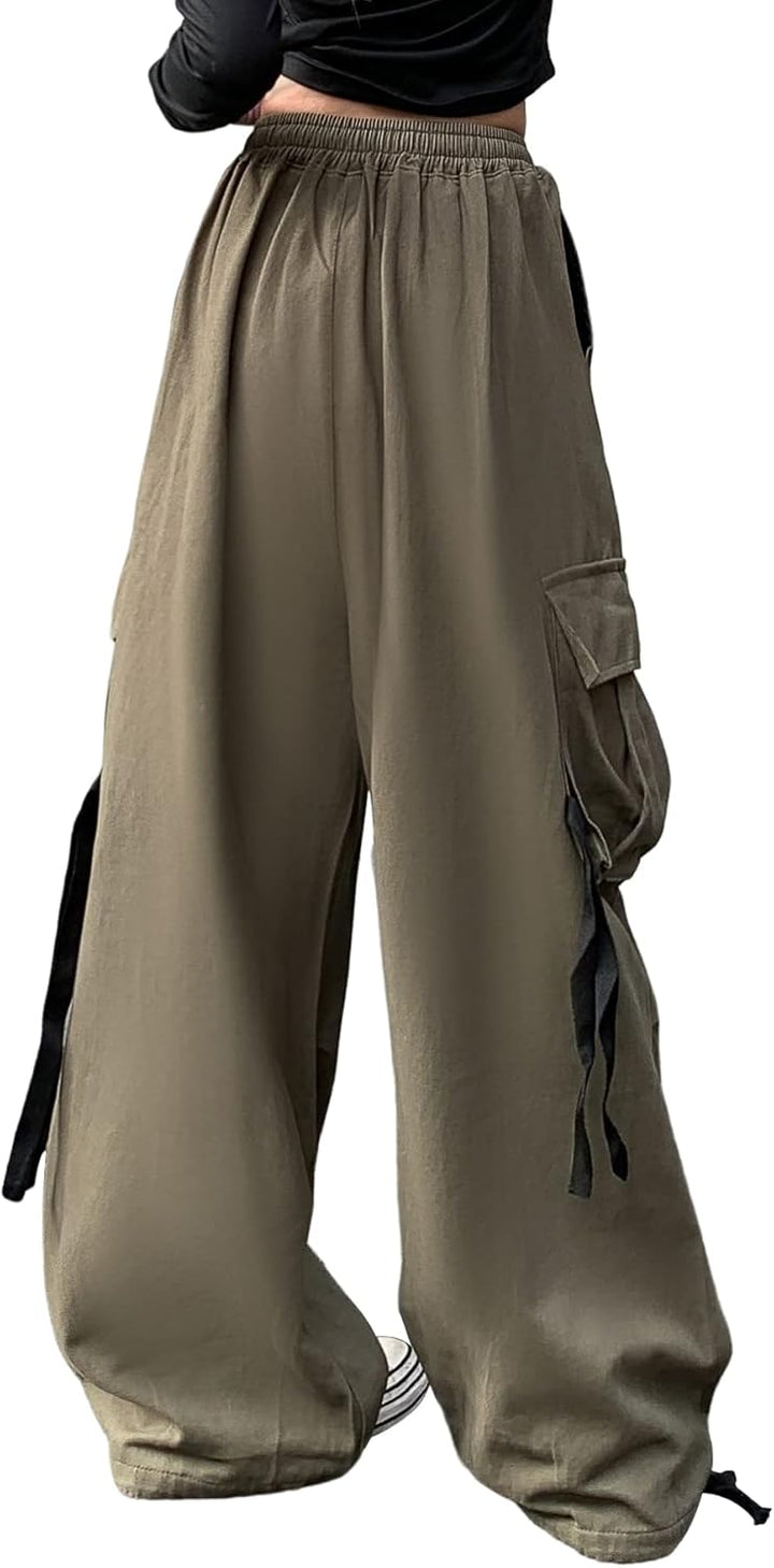 Linsennia Parachute Pants Y2k Cargohose Damen Baggy Hose Mädchen Weite Cargo Pants High Waist Street
