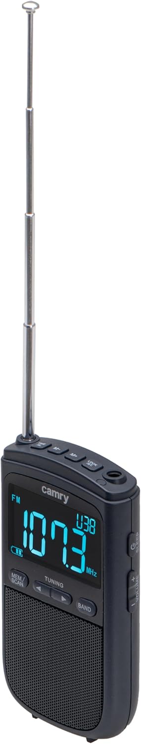 Camry CR 1905 Tragbares Digitalradio, LCD-Display, FM/Am, Akku 900 mAh, USB-C, Teleskopantenne, Schw