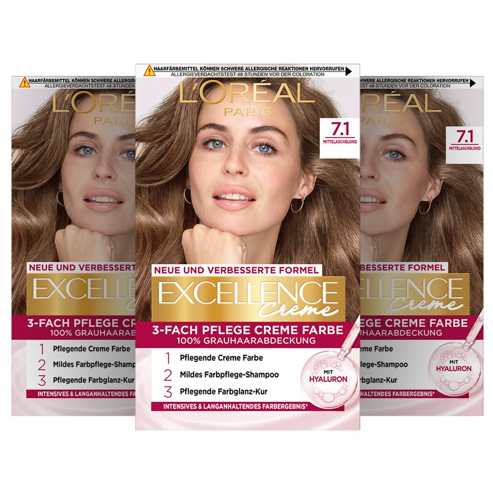 L'Oréal Paris Permanente Haarfarbe, 100% Grauhaarabdeckung, Haarfärbeset mit Coloration, Shampoo und