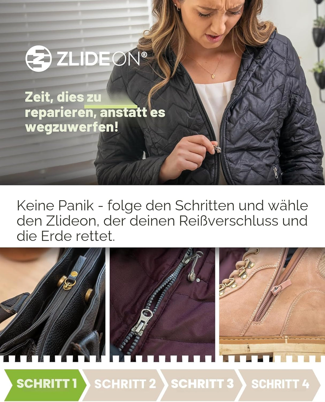 ZlideOn Reissverschluss Zipper Ersatz Reparatur Set – Schwarz Reissverschluss Reparieren Für Metallr