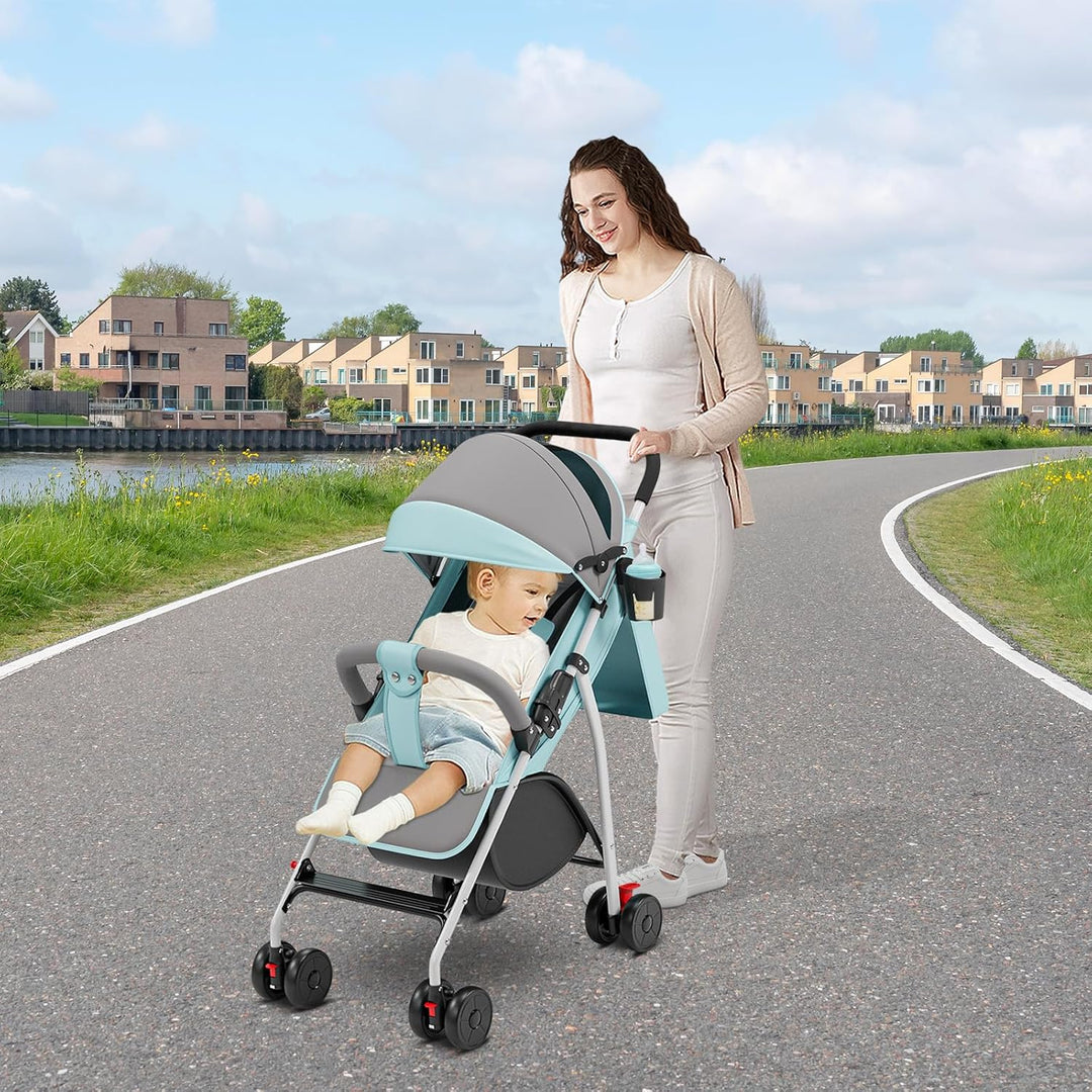 OHMG Kinderwagen Premium Kinderbuggy klappbar Liegebuggy Sportwagen Faltbar 360°Räder 5-Punkt Gurt I