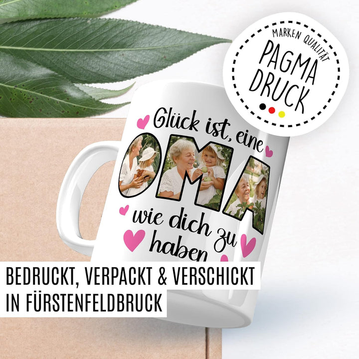 Oma Tasse personalisiert mit Bild, Glück ist eine Oma wie dich zu haben, Geschenk personalisierbar G
