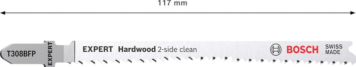 Bosch 5x EXPERT Hardwood 2-side clean T308BFP Stichsägeblatt (für Kunststoffbeschichtete Platten, Kü