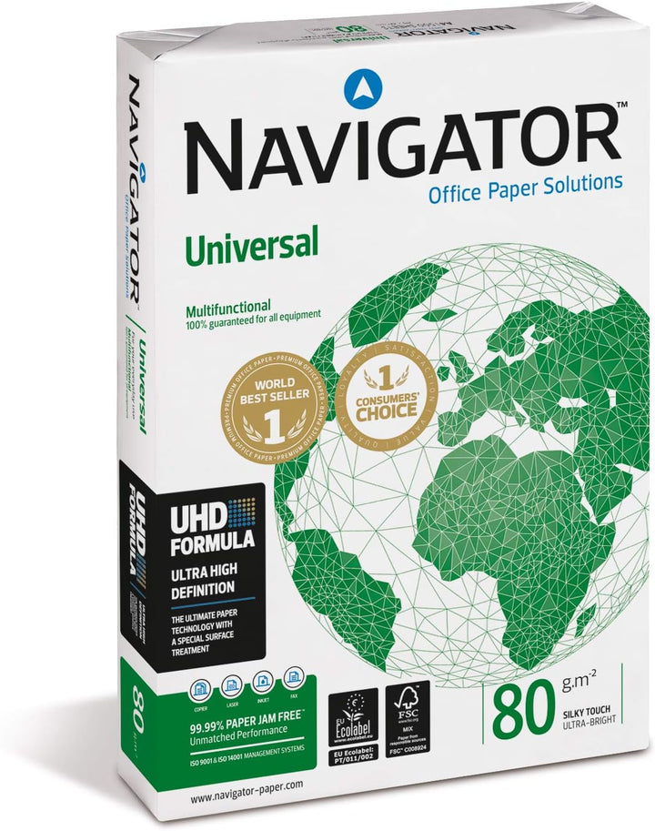 Navigator Universal-Papier, A4, 80 g/m² 10x Reams (5,000 Sheets) - 1x Box 10x Reams (5,000 Sheets) -