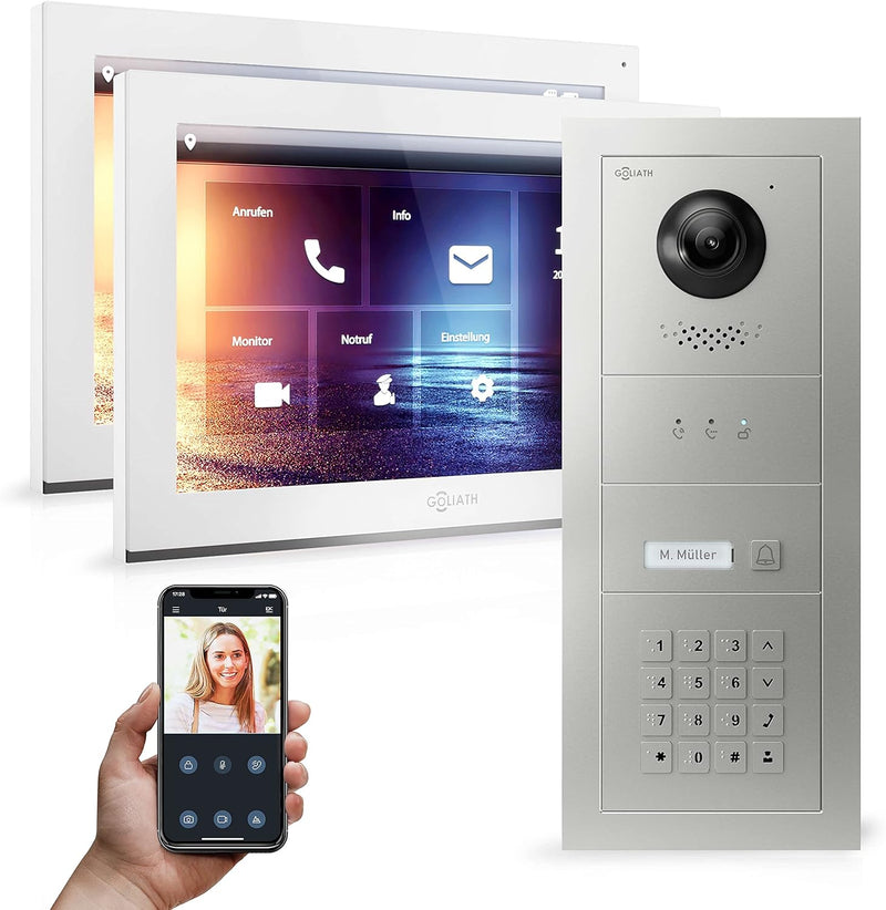Goliath Hybrid | IP | Full-HD Video Türsprechanlage | App | 1-Fam | 2 x Full-Touchscreen 10" | Alumi