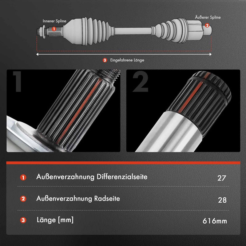 Frankberg 1x Antriebswelle Vorne Rechts Kompatibel mit CR-V II RD 2.0L 2001-2007 Replace