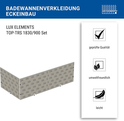 LUX ELEMENTS Badewannenverkleidung Set Eckeinbau Fertig zum Verfliesen I 2x Hartschaumplatten + 8x S