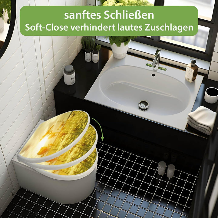 banjado Toilettendeckel mit Absenkautomatik 44,5x37cm - Soft Close Toilettensitz - WC Sitz mit Absen