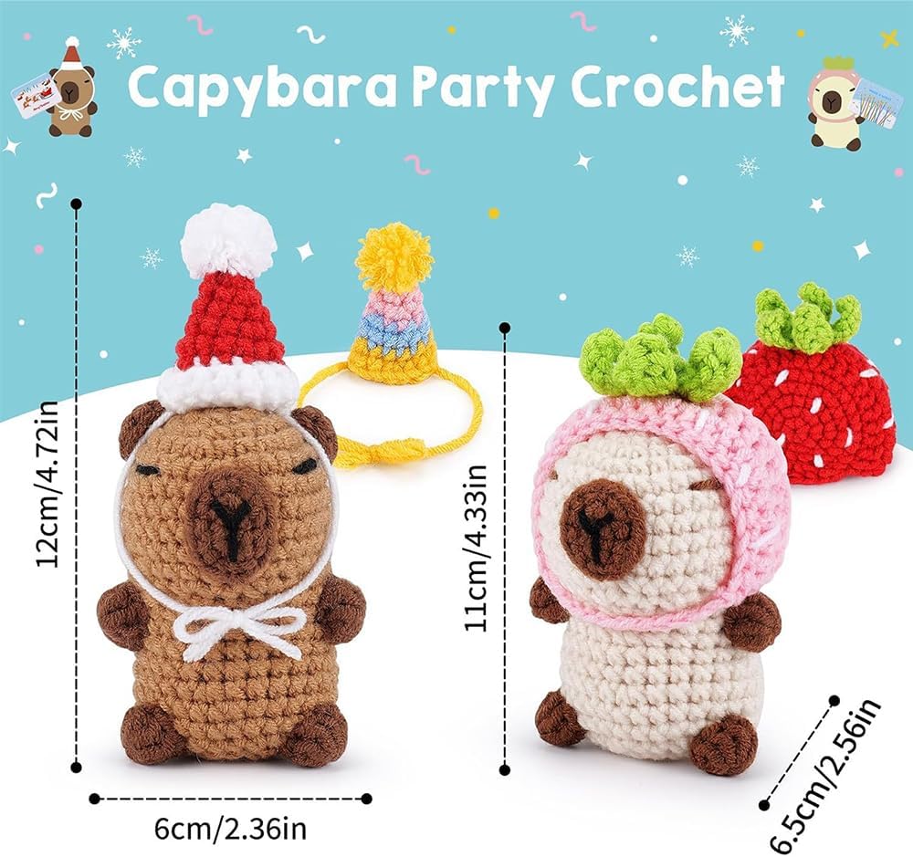 KBIBCK Häkelset für Anfänger, 2PCS Capybara Häkelset Tiere, Starter-Set Tiere Häkeln Set mit Anleitu