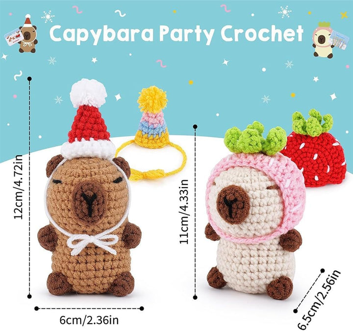 KBIBCK Häkelset für Anfänger, 2PCS Capybara Häkelset Tiere, Starter-Set Tiere Häkeln Set mit Anleitu