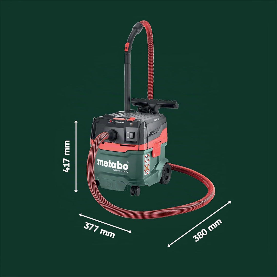 metabo Akku-Sauger AS 36-18 L 20 PC - 18 V, 20L Behälter - Staubklasse L, Nass- und Trockensauger, B