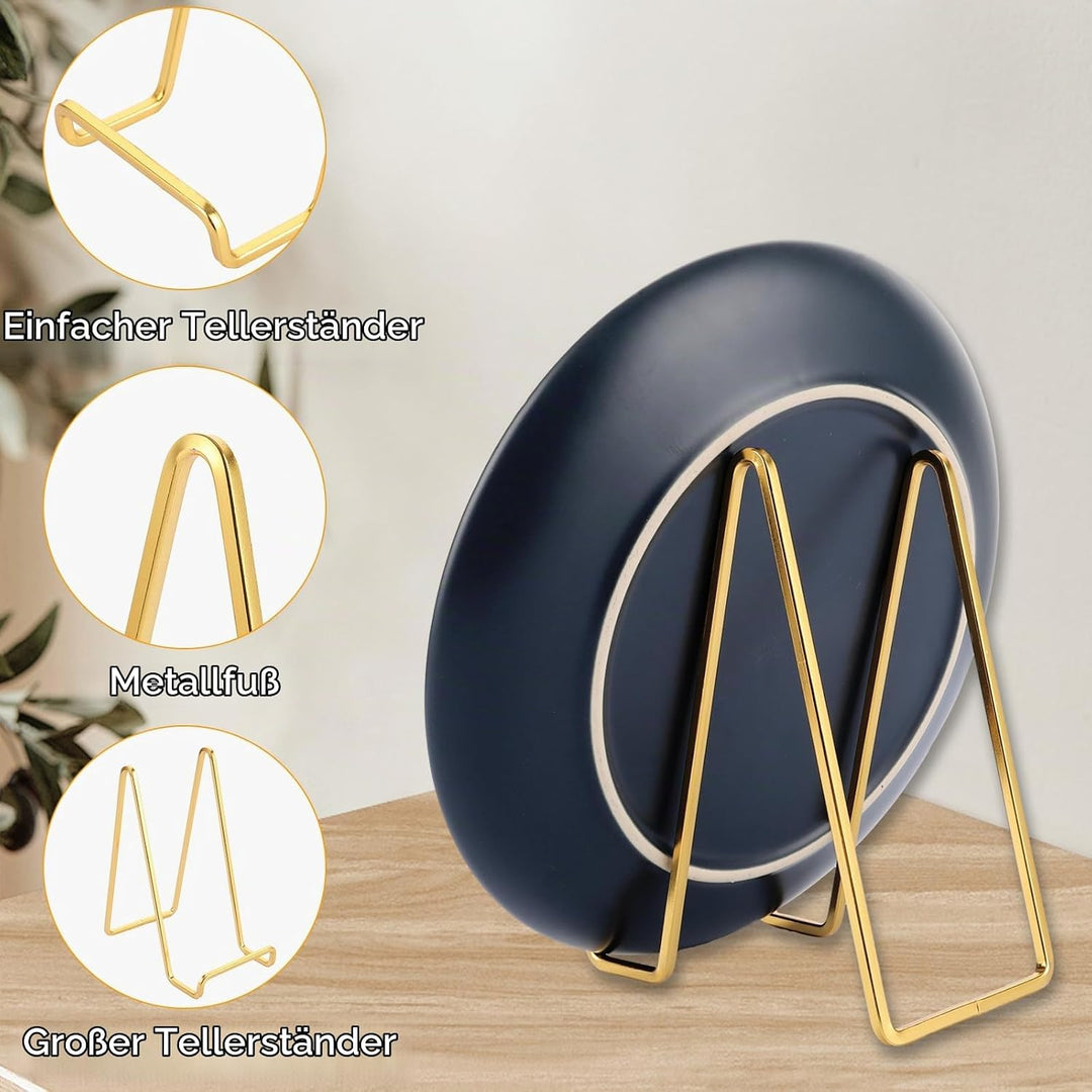 6 Stück 14cm Metall Tellerhalter Gold Tellerhalter Dekorative Tellerständer für Fotos Bücher Bilder