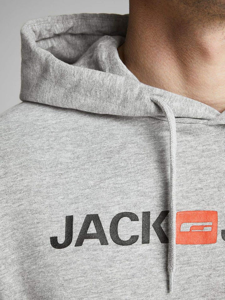 JACK & JONES Male Kapuzenpullover Logo Kapuzenpullover L Grau (Light Grey Melange Detail: Reg Fit-me